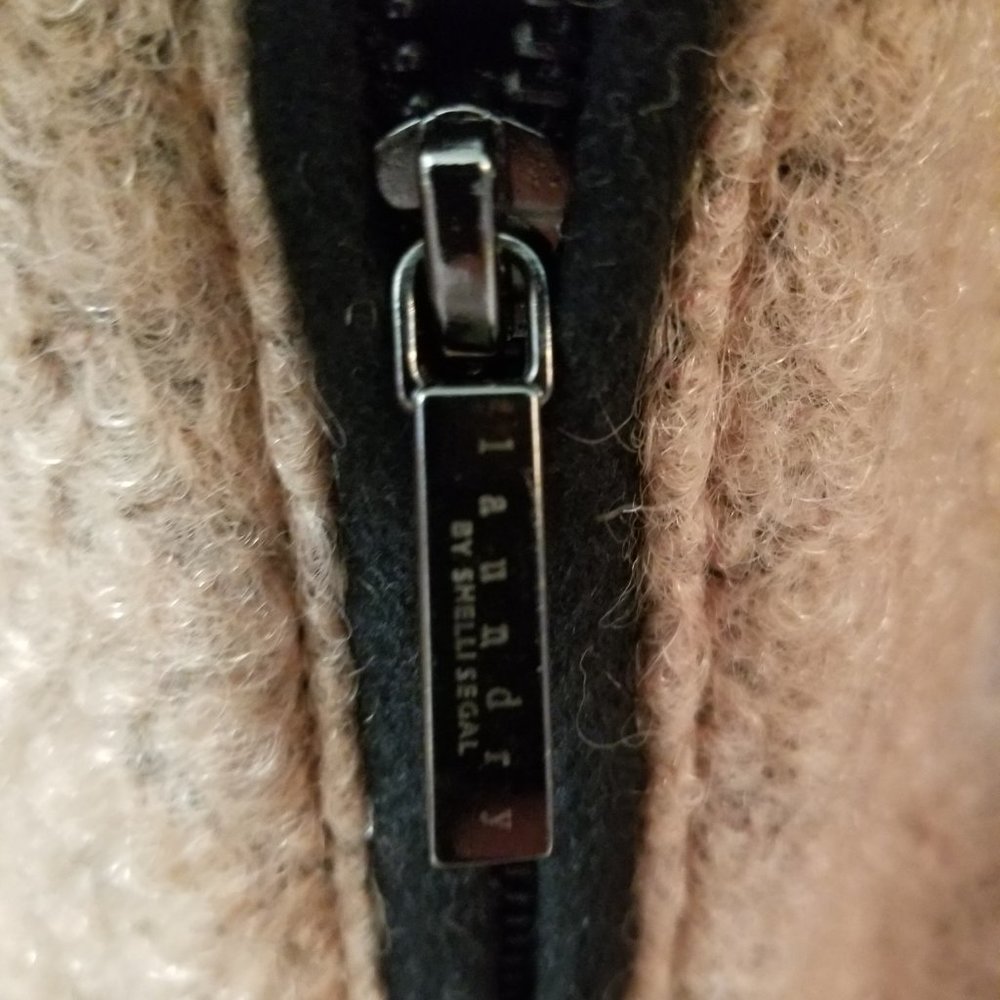 Wool Mix Color Block Zip Up Coat With Zipper Deta… - image 7